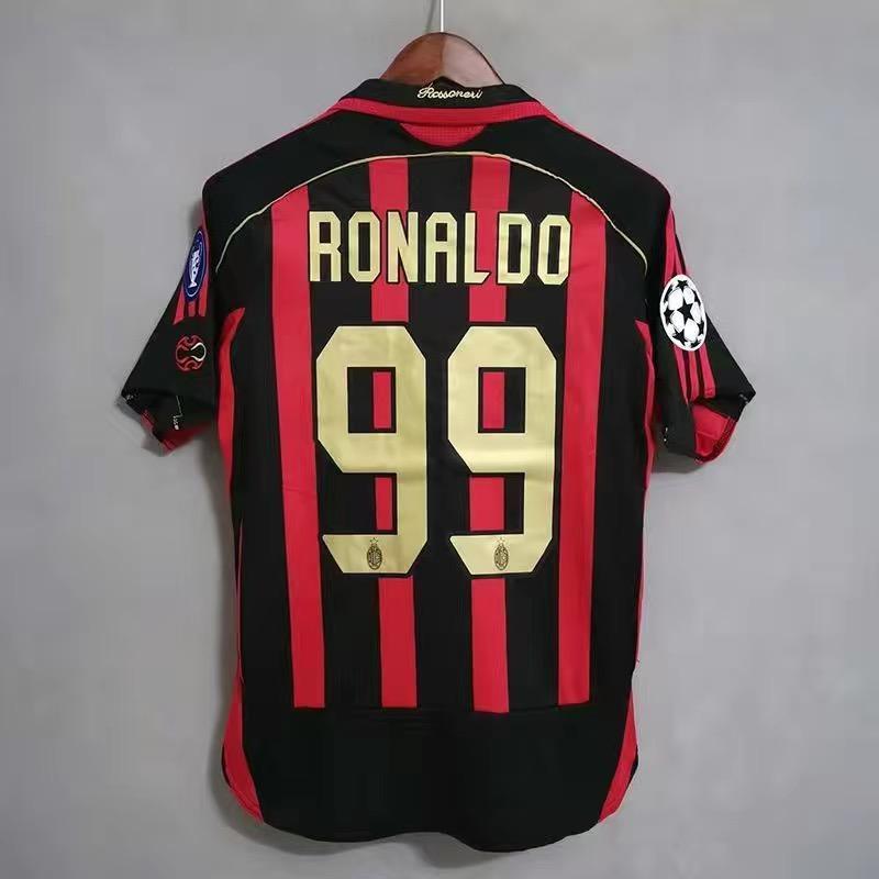 06ac Milan jersey size 22, Kaka size 99, Ronaldinho jersey short sleeved set, classic football team uniform customization