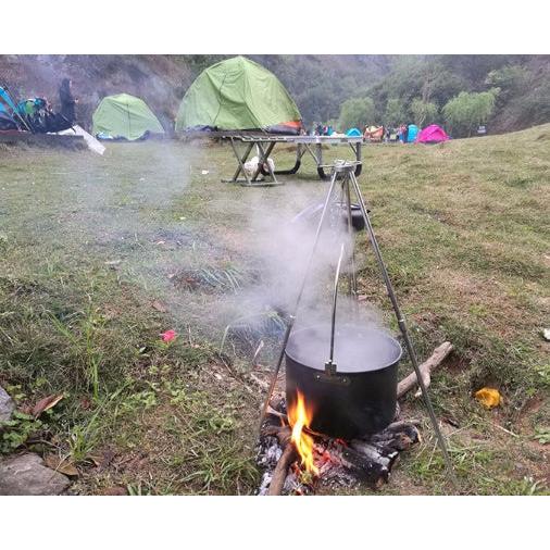 Compatible with Apple, Camping outdoor campfire tripod hanging pot picnic fire bracket aluminum alloy tripod camping supplies