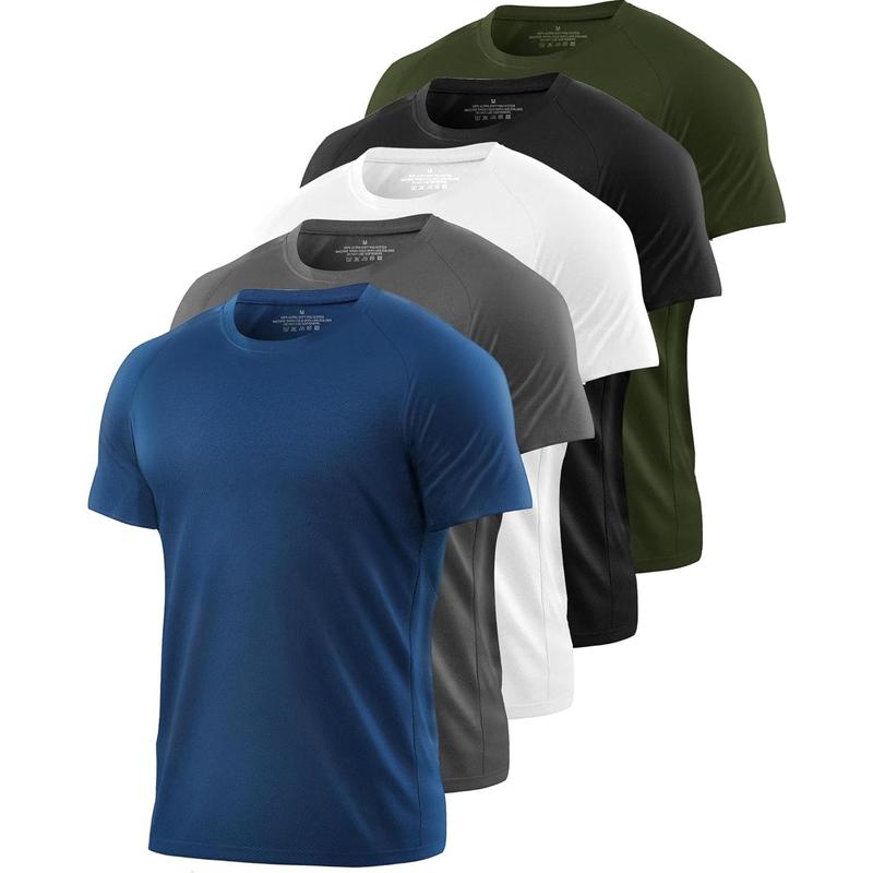 5 6 Pack Men's Dry Fit Workout Long Short Sleeve T Shirts Athletic Gym Running T-Shirts Quick Dry Cool Shirts