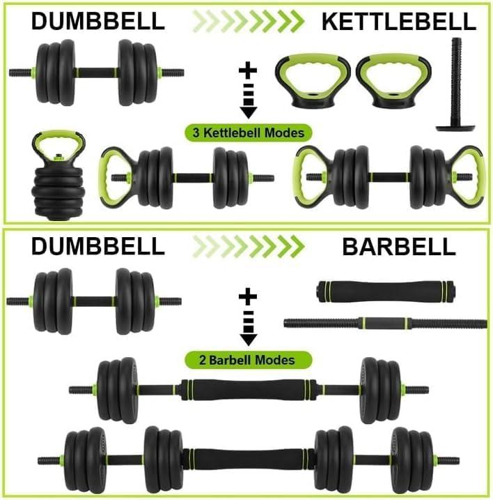 Adjustable Weight Dumbbell Set, 66LBS 88LBS 4 in1 Dumbbells Set, Dumbbell, Barbell, Kettlebell and Push-up for Home Gym, Fitness Exercise Equipment for Men and Women