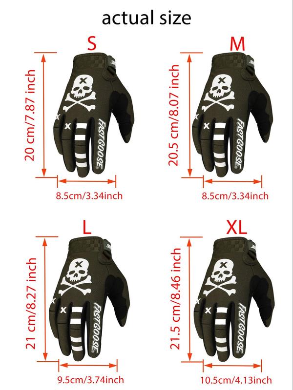 Skull Pattern Full Finger Sports Gloves, 1 Pair Breathable Absorbing Sweat Non-slip Cycling Gloves, Outdoor Sports Protector for Men & Women, Football Gloves