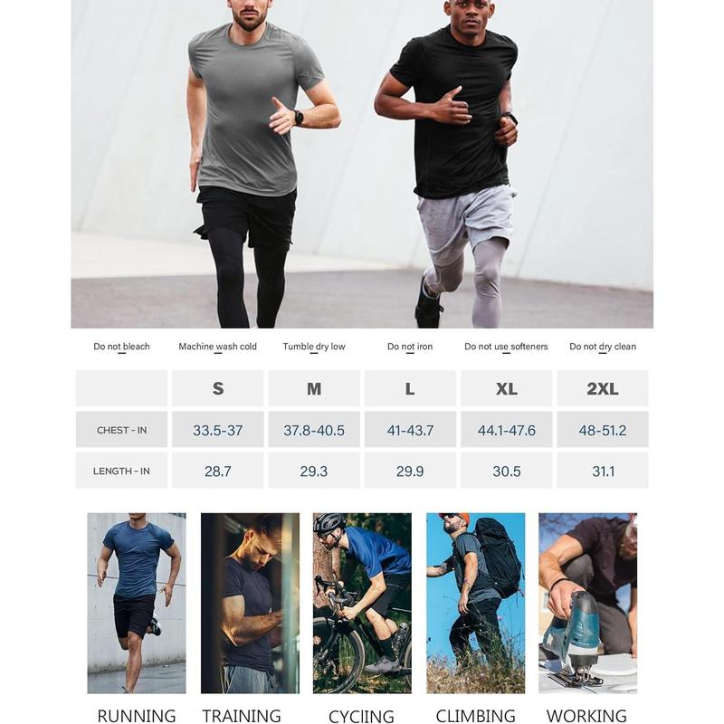 5 6 Pack Men's Dry Fit Workout Long Short Sleeve T Shirts Athletic Gym Running T-Shirts Quick Dry Cool Shirts