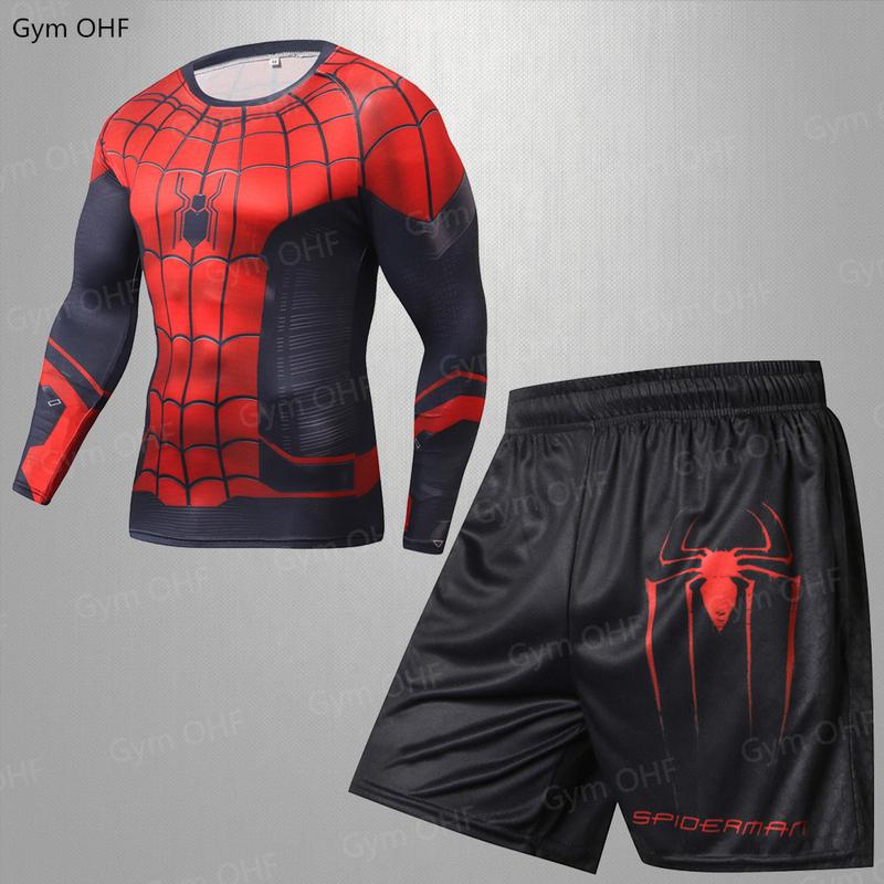 Explosion Avengers Spider-Man 3D Printing Tight Sports Tight Fitness 2 3 4 Piece Set Suit