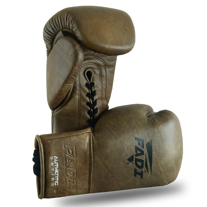 Fadi Sports A2 Lace Boxing Glove in Vintage Brown Matte Cowhide Leather with Pure Latex Mold and EVA Foam Padding - Unisex Adult Gloves