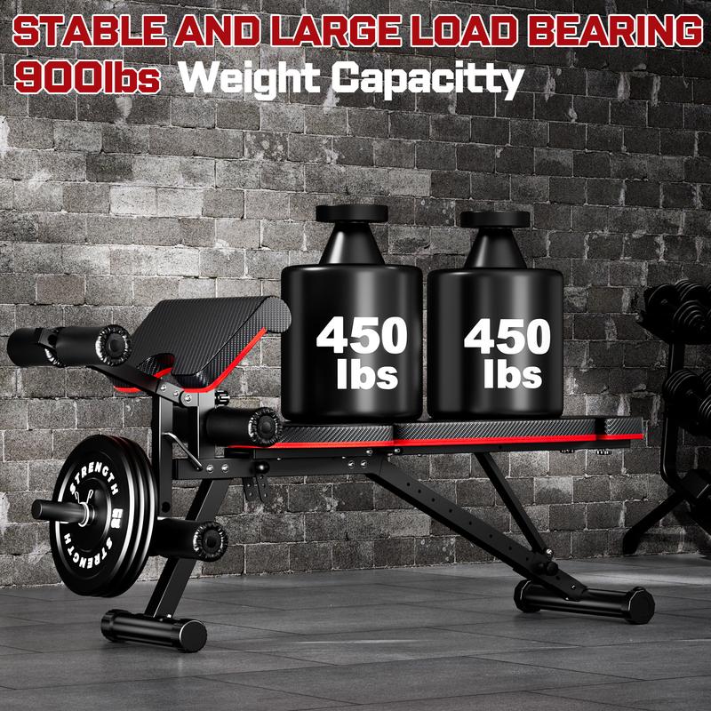 Bearbro 10 Positions Adjustable Weight Bench Workout Bench for Home Gym,Olympic Weight Bench Press for Full Body Workout 900lbs