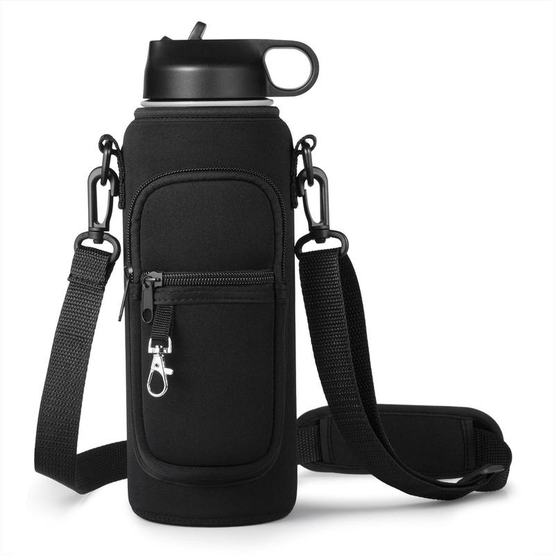 Water Bottle Holder with Strap, Water Bottle Carrier Sling Bag with Phone Pocket without Bottle, Insulated Bottle Carrier Sling Bag for Outdoor Walking Hiking Storage