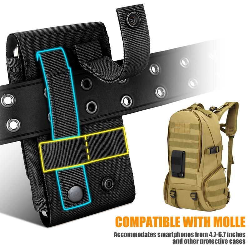 Tactical Molle Phone Cover Case, Heavy Duty Loop Belt Holster Pouch with Flag Patch for iPhone 16 Pro Max 16 Plus 16 Pro 16 15 Pro Max 14 Pro Max 13 Pro Max 12 Pro Max, for Galaxy S24 Ultra