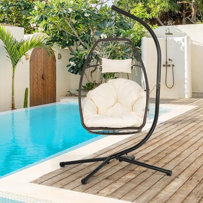 FDW Hammock Chair Stand, Outdoor Solid Steel Heavy Duty Construction for Hanging Hammock, Air Porch Swing - 360 Degree Rotation patio furniture