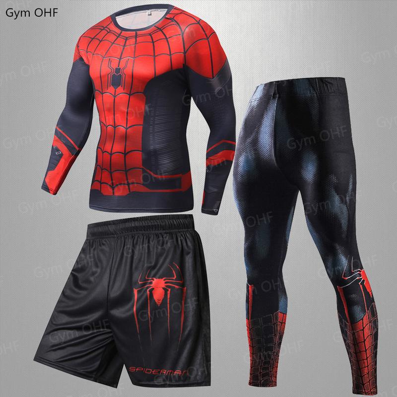 Explosion Avengers Spider-Man 3D Printing Tight Sports Tight Fitness 2 3 4 Piece Set Suit