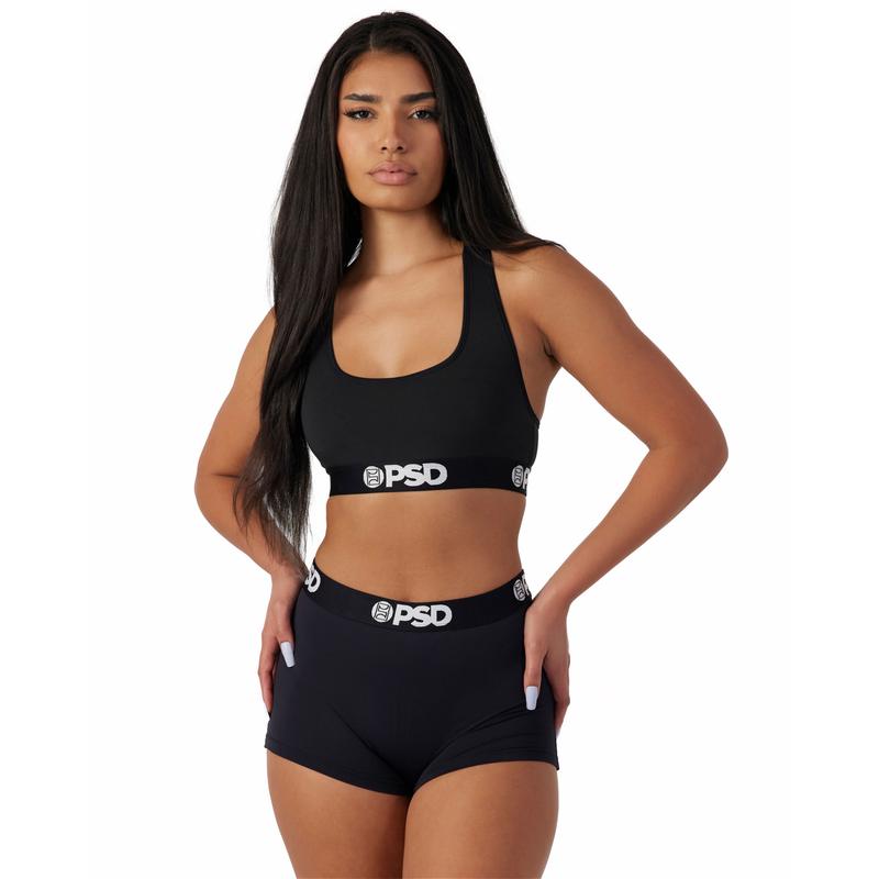 PSD Women's Black Solid Racerback Sports Bra - Comfortable, Breathable, Ultra-light Fabric