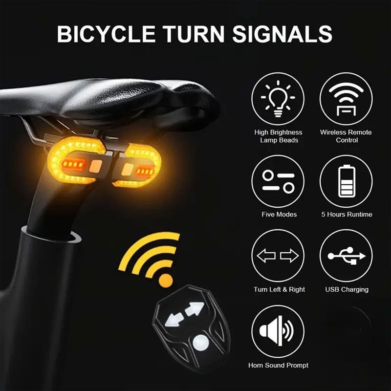 Bicycle Turn Signal, Bright Bicycle Rear Light, Wireless Remote Control Bike Rear Light, USB Rechargeable LED Mountain Bike Flashlight, Suitable For Bicycle & Scooter