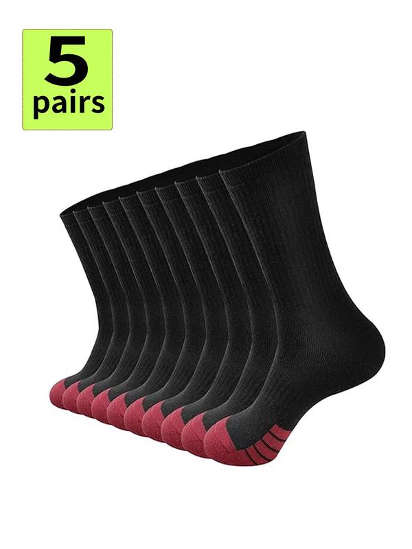 Men's Colorblock  Socks, Sporty Breathable Comfortable Socks for Outdoor Hiking Cycling Running, Athletic Socks for Men