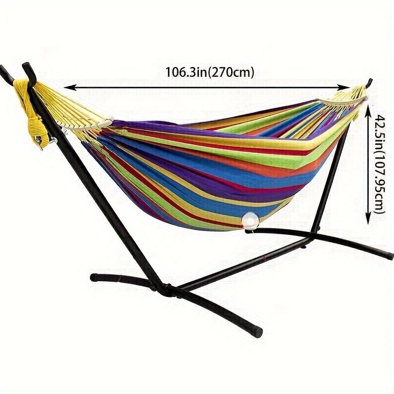 450lb Capacity Double Hammock with Steel Stand, Premium Carry Bag, and Two Anti Roll Balance Beam