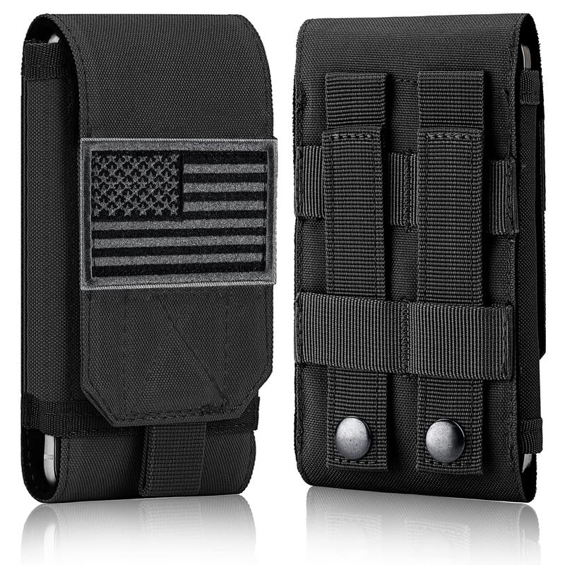 Tactical Molle Phone Cover Case, Heavy Duty Loop Belt Holster Pouch with Flag Patch for iPhone 16 Pro Max 16 Plus 16 Pro 16 15 Pro Max 14 Pro Max 13 Pro Max 12 Pro Max, for Galaxy S24 Ultra