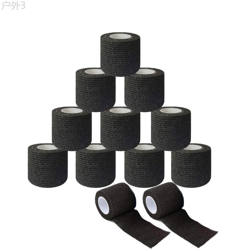 6 12pcs Tattoo Wrap Grip Cover, Self Bandage Rolls Sports Adherent Tape, Self Adhesive Bandage For Tattoo Machine Grip Black, Black Athletic Tape, Cohesive Bandage Wrap