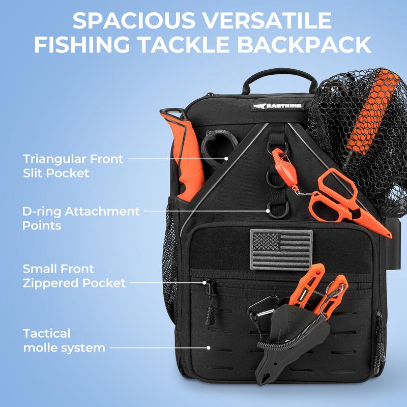 KastKing Karryall Medium Fishing Tackle Daily Backpack, Large Storage Water-resistant Fishing Bag Store Fishing Gear and Equipment for Fishing, Hiking, Outdoor Sporting