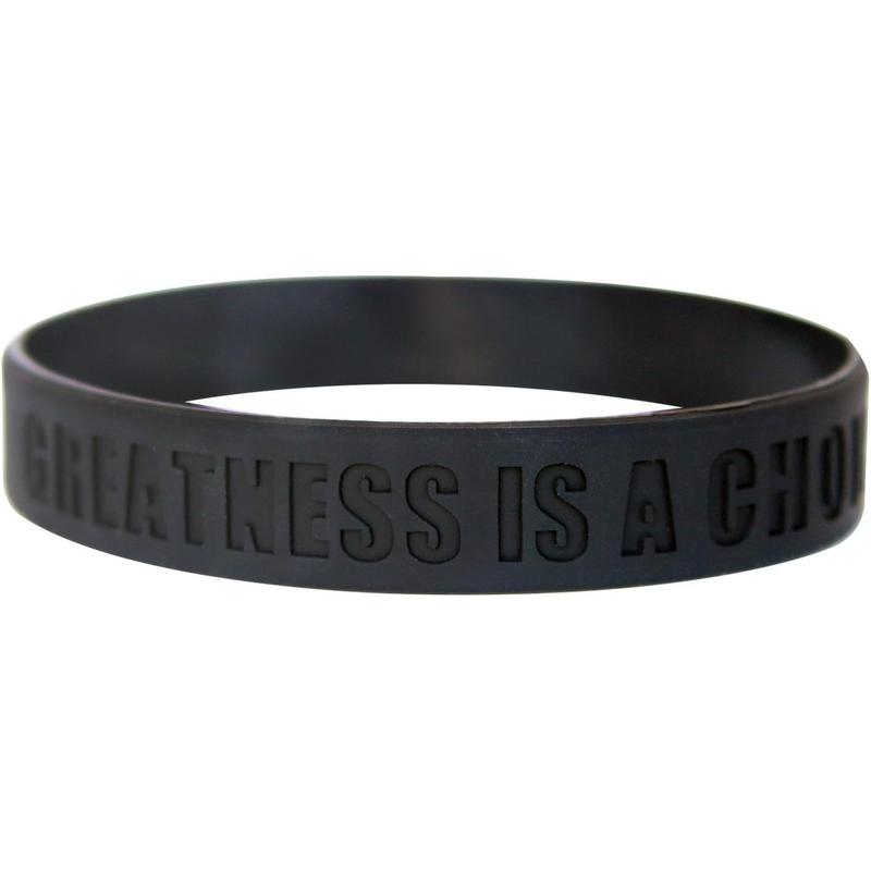 Greatness is a Choice, Create Who You Want to Be Motivational Silicone Wristbands with Quote, Rubber Bracelets for Fitness, Workouts, Exercise, Basketball, Weight Training