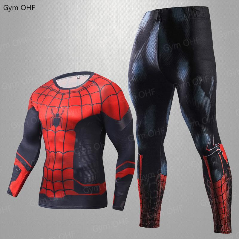 Explosion Avengers Spider-Man 3D Printing Tight Sports Tight Fitness 2 3 4 Piece Set Suit