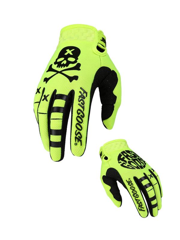 Skull Pattern Full Finger Sports Gloves, 1 Pair Breathable Absorbing Sweat Non-slip Cycling Gloves, Outdoor Sports Protector for Men & Women, Football Gloves