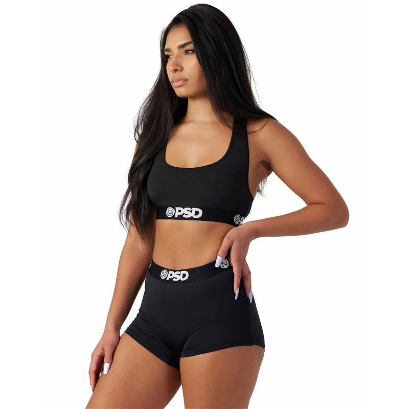 PSD Women's Black Solid Racerback Sports Bra - Comfortable, Breathable, Ultra-light Fabric