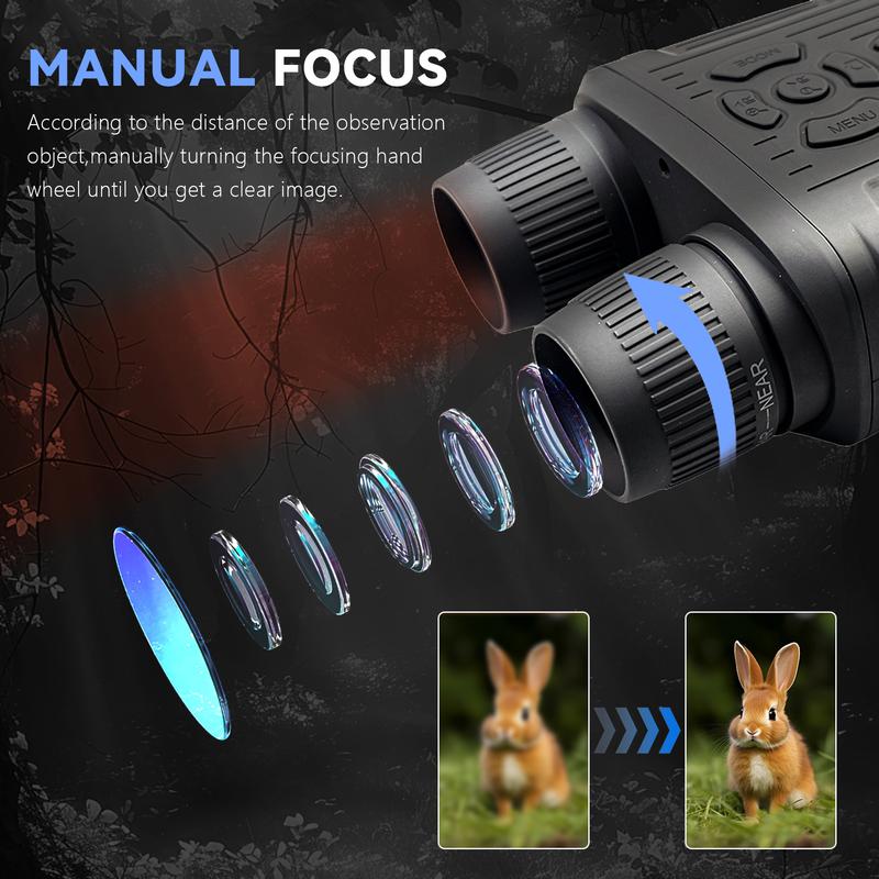 2.7K Night Vision Binoculars  with 32GB TF Card for Photos and Videos, 10X Digital Zoom. Ideal Gift for Outdoor Enthusiasts and Animal Watchers