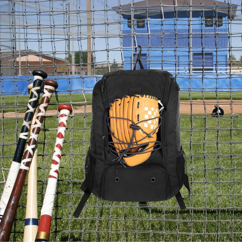 Baseball Backpack, Softball Bat Bag with Shoes Compartment for Youth, Boys and Adult, Lightweight Baseball Bag with Fence Hook Hold TBall Bat, Batting Mitten, , Caps, Teeball Gear