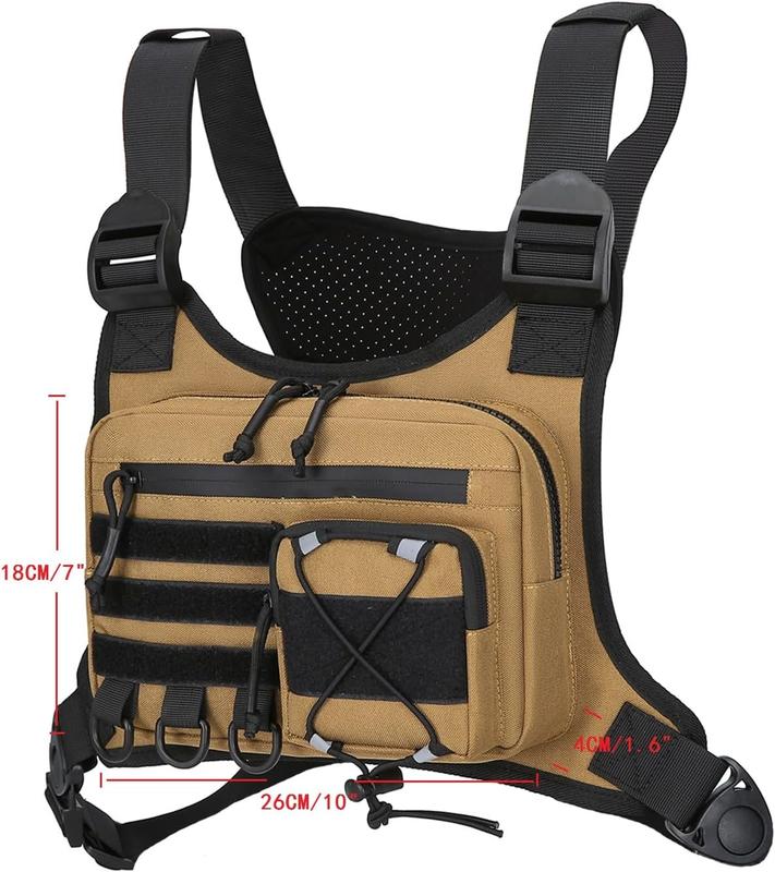 Outdoor Sports Chest Bag for Men, Chest Vest Holster Fits Most Pistols, Adjustable EDC Travel Chest Pack for Running, Hiking, Workouts