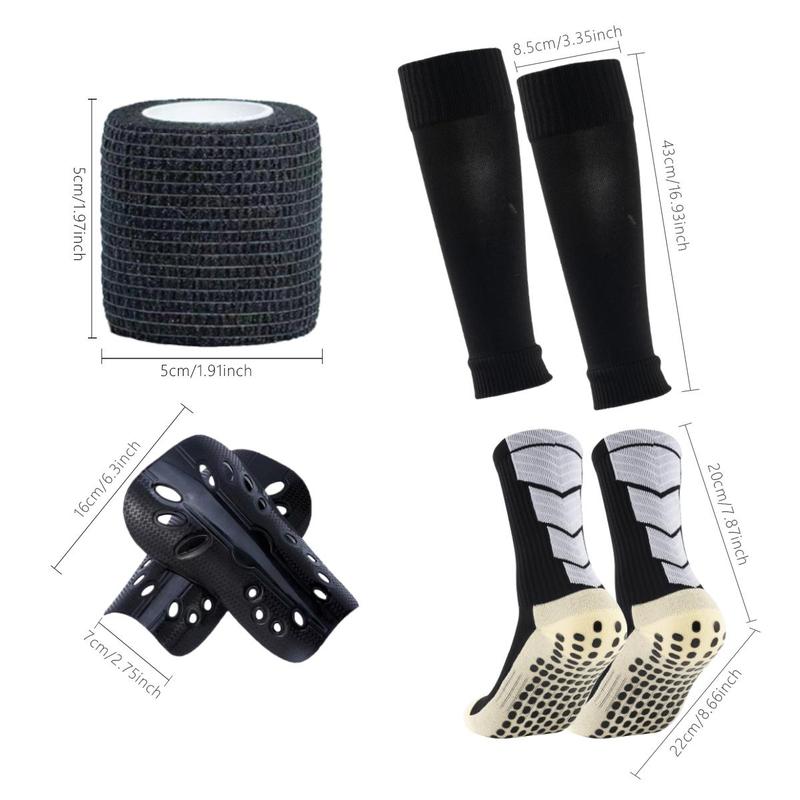 Football Stadium Equipment Set (1 Set), Non-slip Football Socks with Sports Straps, Protective Leg Sleeves, Shin Guards, Soccer Accessories for Men & Women,  Football Kits