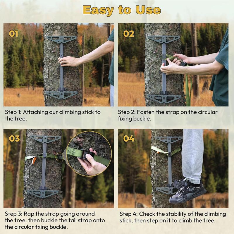 Tomaki Climbing Sticks, Non-Slip Tree Step Tree Climbing Sticks for Hunting, Lightweight Aluminum Hunting Climbing Steps, Climbing Stick for Tree Stand-4 Packs