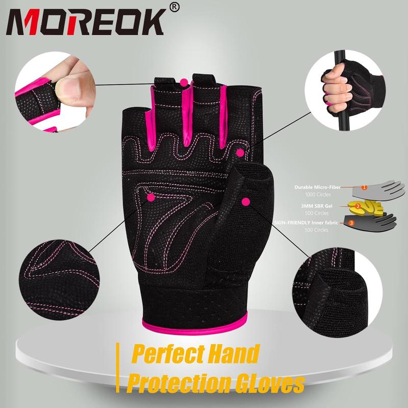 MOREOK Workout Gloves Padded Weight Lifting Gloves for Men Women, [3MM Gel] Fingerless Grip Gym Gloves Fitness Gloves for Exercise,Hanging,Weightlifting, Cycling, Pull ups, Rowing