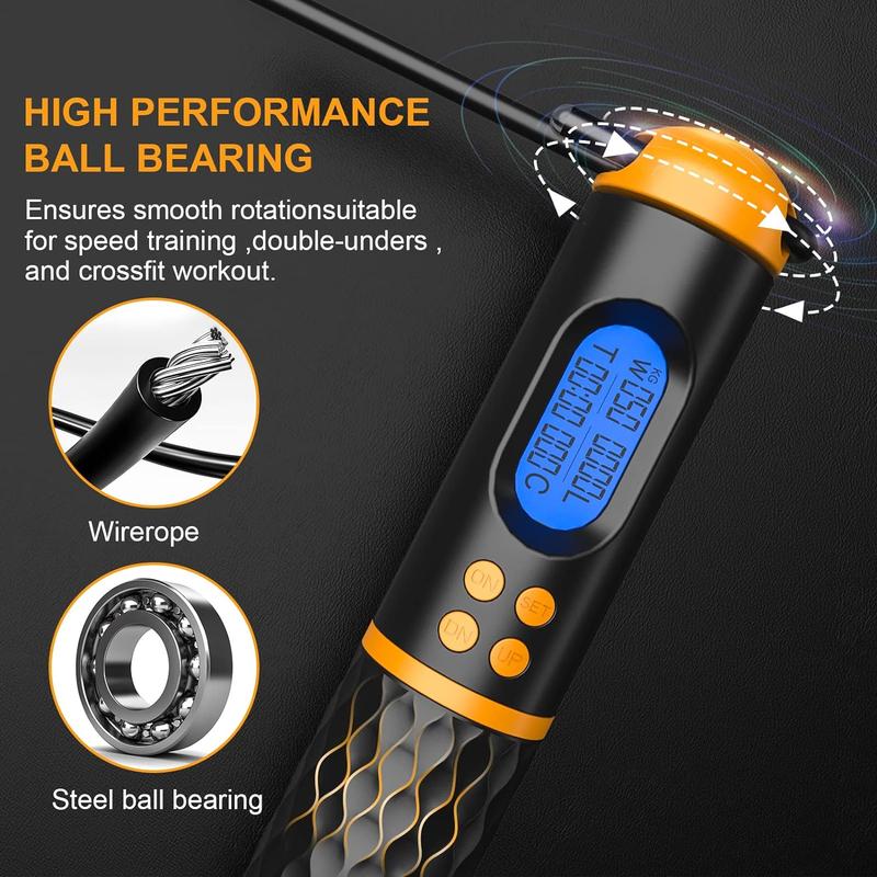 Smart Jump Rope, Fitness Skipping Rope with Weight Lap Time Calorie Record, Adjustable Digital Counting Jump Ropes for Home Gym, Cordless Jumping Rope for Men Women Kids Fitness Exercise Training