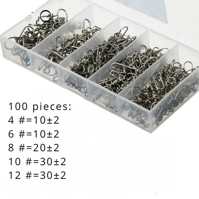 Stainless Steel Fishing Swivel, 100pcs box Fishing Connector, Fishing Accessories for Outdoor Fishing, Fishing Gear Kit