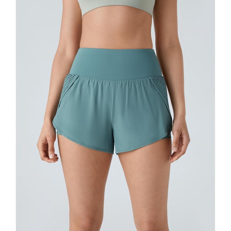 Halara Breezeful™ High Waisted Mesh 2-in-1 Side Pocket Quick Dry Yoga Shorts