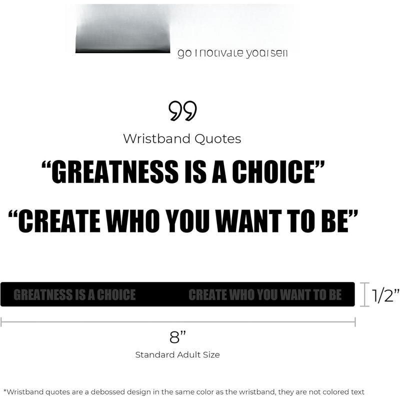 Greatness is a Choice, Create Who You Want to Be Motivational Silicone Wristbands with Quote, Rubber Bracelets for Fitness, Workouts, Exercise, Basketball, Weight Training