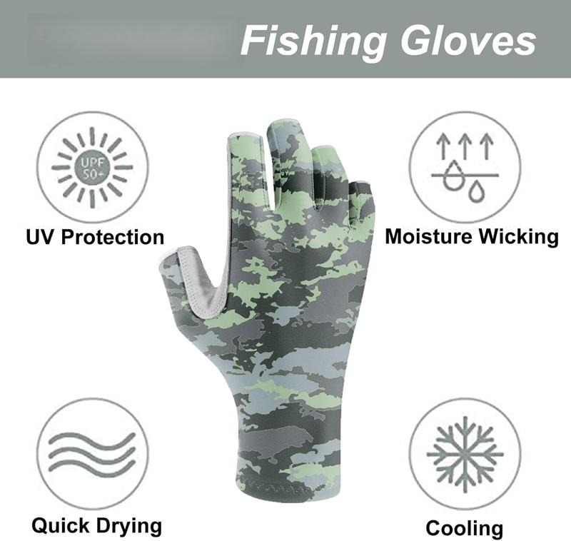 UPF 50+ Fingerless Fishing Gloves UV Protection Fishing Sun Gloves for Men and Women Fishing, Boating, Kayaking, Hiking, Running, Cycling and Driving