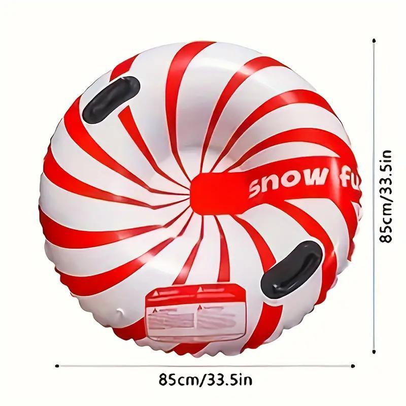 Christmas Inflatable Snow Tube, 1 Count Inflatable Snow Sled with Handle, Winter Outdoor Snow Tube, Snow Sports Equipment for Skiing, Snowboarding