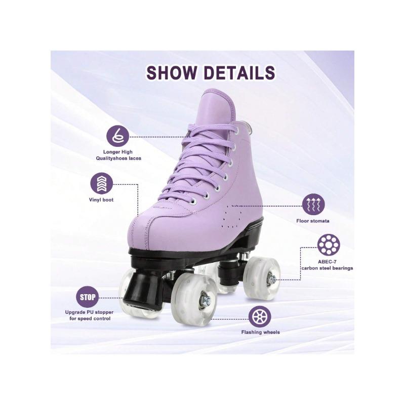 Gets Roller Skates For Women And Men PU Leather High-Top Shoes Classic Double-Row Roller Skates Four-Wheel Roller Skates For Men Girls Unisex