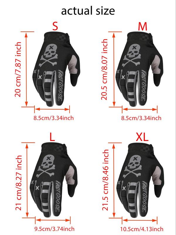 Skull Pattern Full Finger Sports Gloves, 1 Pair Breathable Absorbing Sweat Non-slip Cycling Gloves, Outdoor Sports Protector for Men & Women, Football Gloves