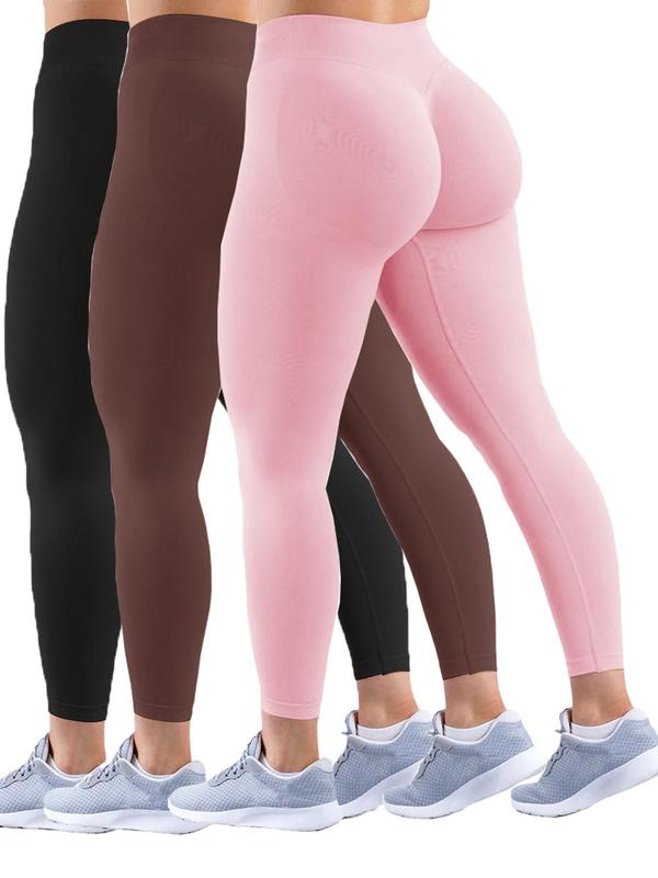 Women's Solid High Waist Sports Leggings, Breathable Comfortable Seamless Skinny Pants, High Stretch Yoga Leggings, Ladies Sportswear for Indoor Outdoor Wear