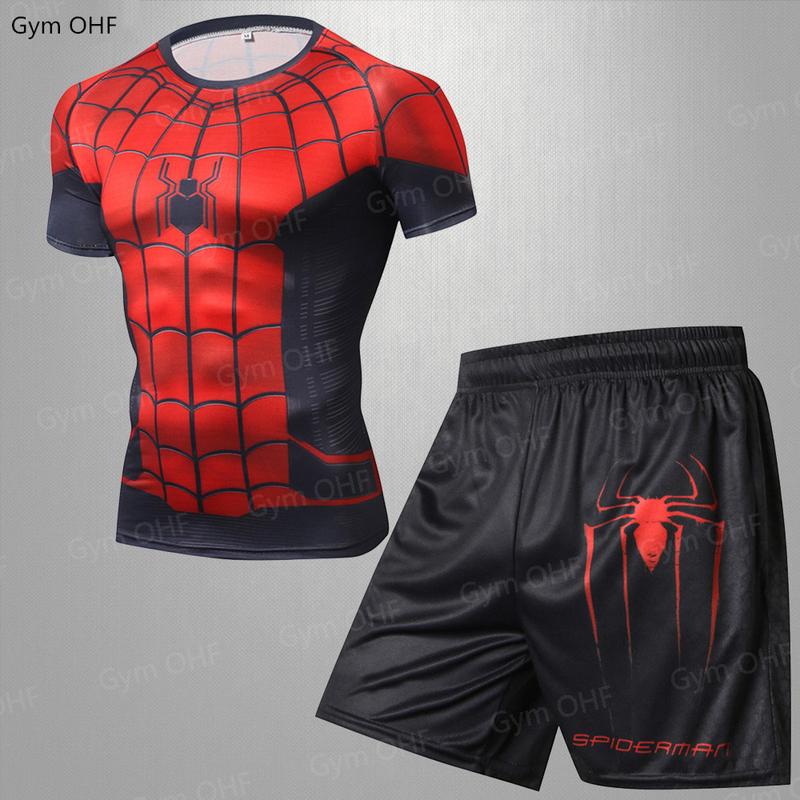 Explosion Avengers Spider-Man 3D Printing Tight Sports Tight Fitness 2 3 4 Piece Set Suit