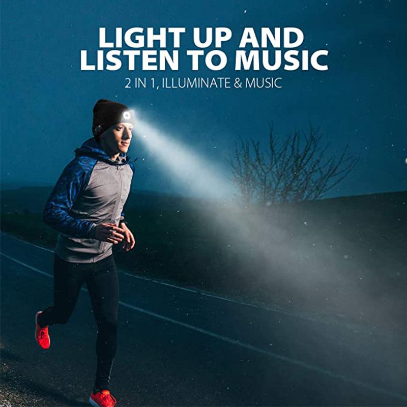 Bluetooth Music Sports Cap with Three-Speed Light Source Illumination for Night Running - Rechargeable and Water-Soft Skin-Friendly