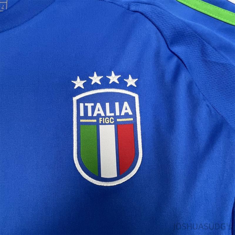 Euro 2024 Italy Home R.BAGGIO Blue Short Sleeve Soccer Jersey