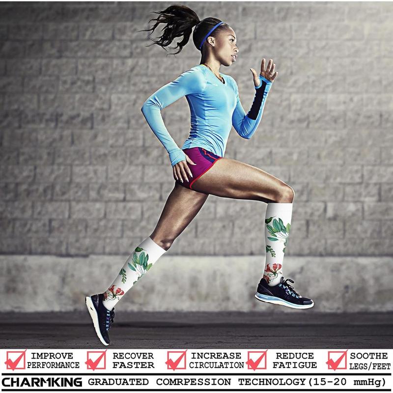 6 Pairs-Compression Socks for Women & Men Circulation Best Support for Nurses, Running, Athletic,Flight Travel