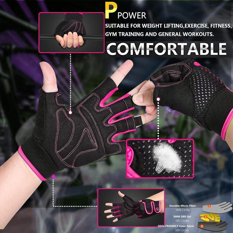 MOREOK Workout Gloves Padded Weight Lifting Gloves for Men Women, [3MM Gel] Fingerless Grip Gym Gloves Fitness Gloves for Exercise,Hanging,Weightlifting, Cycling, Pull ups, Rowing