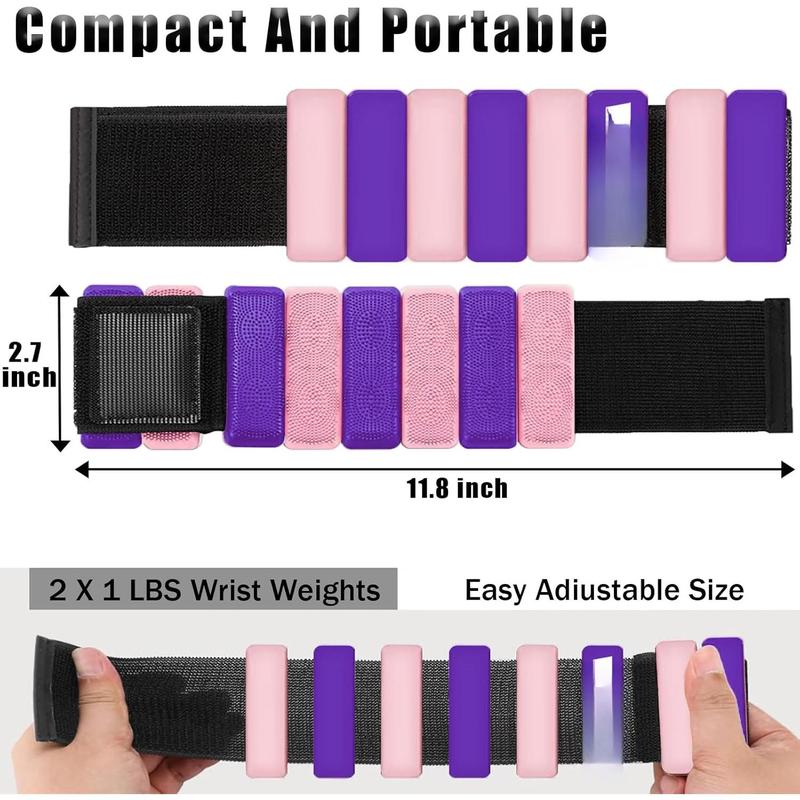 Adjustabl Wrist & Ankle Weights for Women, Wearable bala bangles for Yoga, Dance, Pilates, Pool Exercises and Jogging, Adjustable Arm &  Weights Set of 2(1Lbs Each)