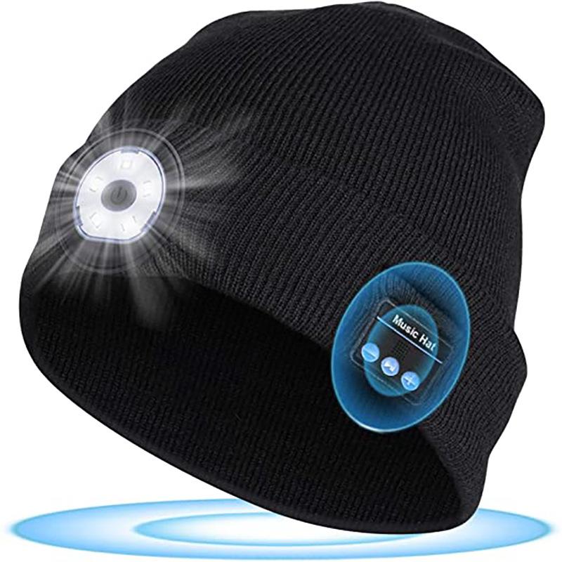 Bluetooth Music Sports Cap with Three-Speed Light Source Illumination for Night Running - Rechargeable and Water-Soft Skin-Friendly