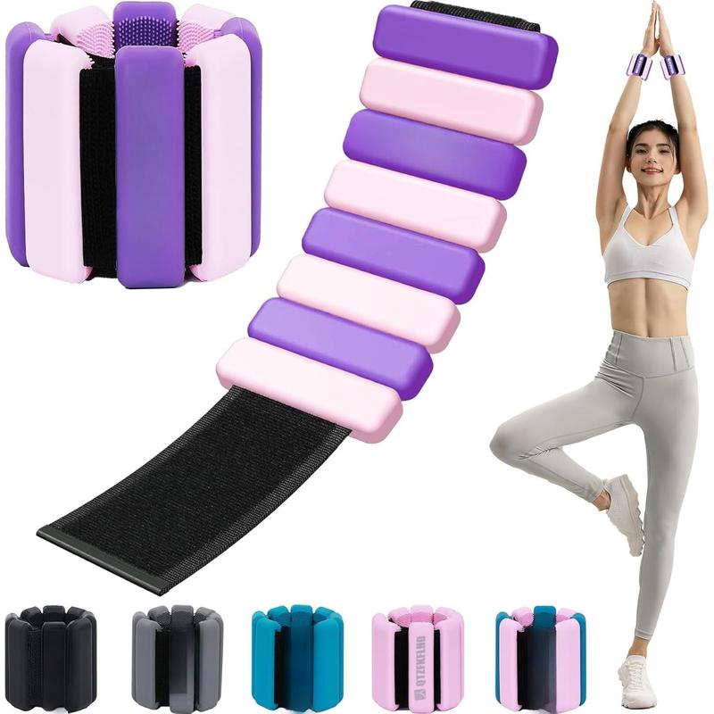 Adjustabl Wrist & Ankle Weights for Women, Wearable bala bangles for Yoga, Dance, Pilates, Pool Exercises and Jogging, Adjustable Arm &  Weights Set of 2(1Lbs Each)