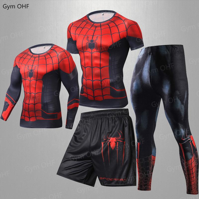 Explosion Avengers Spider-Man 3D Printing Tight Sports Tight Fitness 2 3 4 Piece Set Suit