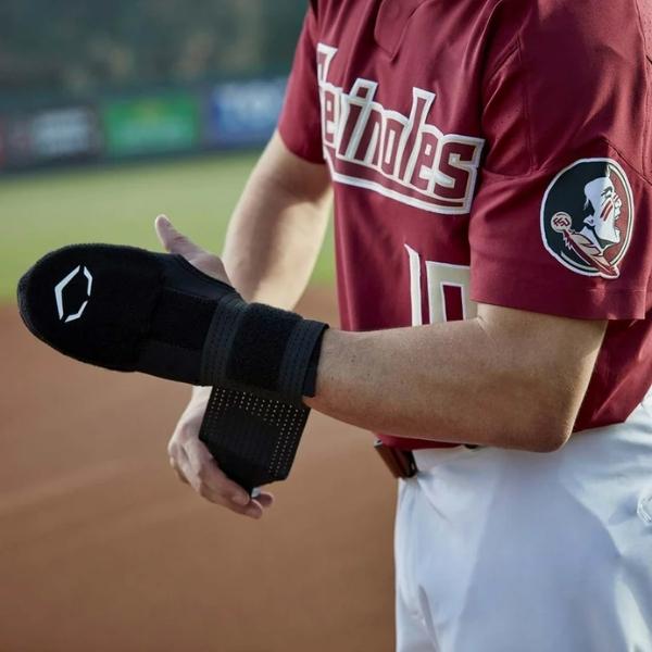 EvoShield Protective Sliding Mitt - Baseball Softball Sliding Mitt - Adult Sizes - Protective Baseball Hand Guard - Elastic Compression Strap - Black, Red (Left, Right)