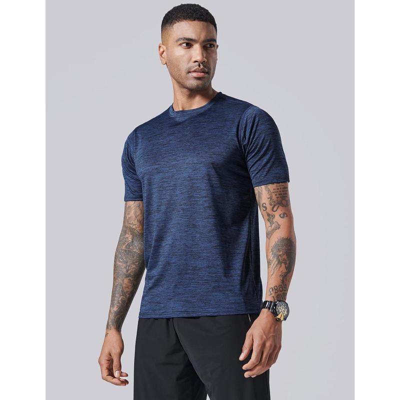 5 Pack Men’s Active Quick Dry Crew Neck T Shirts | Running Gym Workout Short Sleeve Tee Tops Bulk